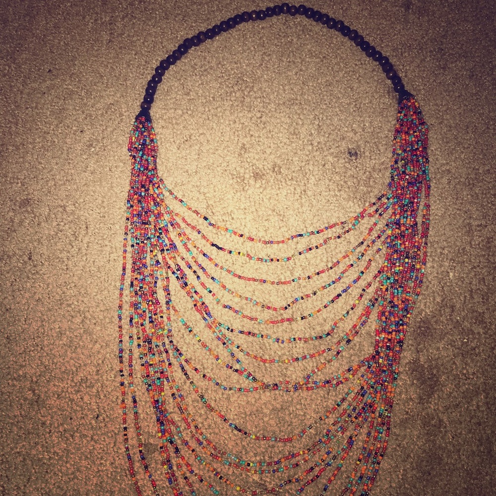 Long beaded statement necklace